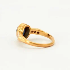 Bague Saphir Cabochon Diamants Or Jaune