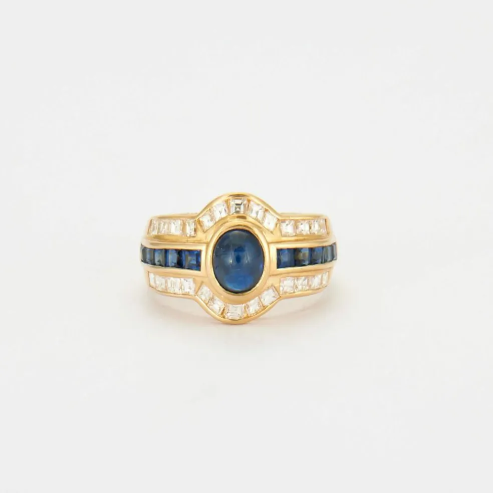 Bague Saphir cabochon Diamants