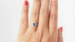 Bague, saphir ceylan, diamants