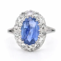 Bague Saphir Ceylan et Diamants, Vintage