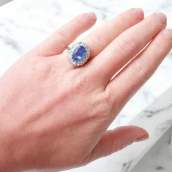 Bague Saphir Ceylan et Diamants, Vintage