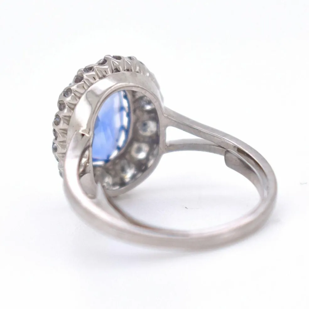 Bague Saphir Ceylan et Diamants, Vintage