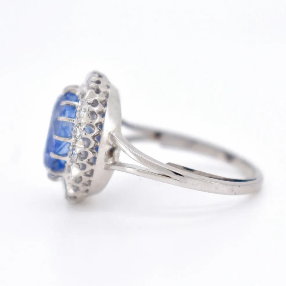 Bague Saphir Ceylan et Diamants, Vintage