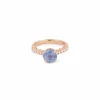 Bague saphir ceylan non chauffé 2.44 Carats diamants or rose (Certificat)