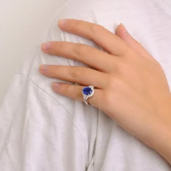 Bague Saphir 3.22ct Diamants