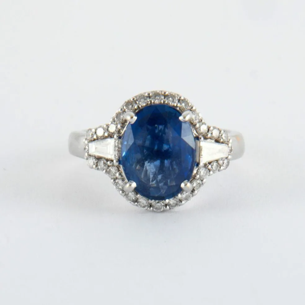 Bague Saphir 3.22ct Diamants