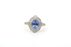 Bague saphir 1,63cts et diamants en or et platine
