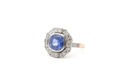 Bague saphir 3,05cts et diamants en or et platine
