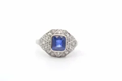 Bague saphir 1,51cts et diamants en platine