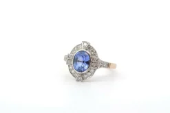 Bague saphir 1,63cts et diamants en or et platine