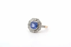 Bague saphir 3,05cts et diamants en or et platine