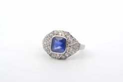 Bague saphir 1,51cts et diamants en platine