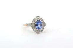 Bague saphir 1,63cts et diamants en or et platine