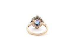 Bague saphir 1,63cts et diamants en or et platine