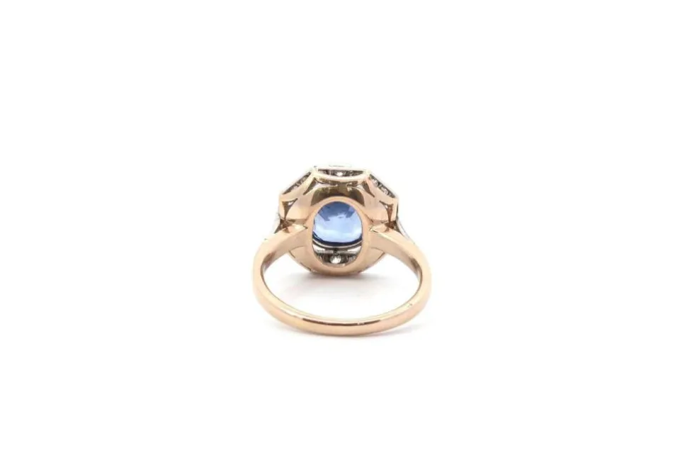 Bague saphir 3,05cts et diamants en or et platine