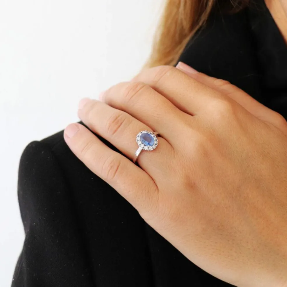 Bague saphir de ceylan diamants