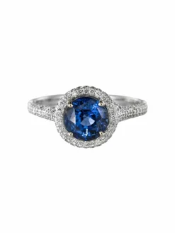 Bague saphir de ceylan et diamants