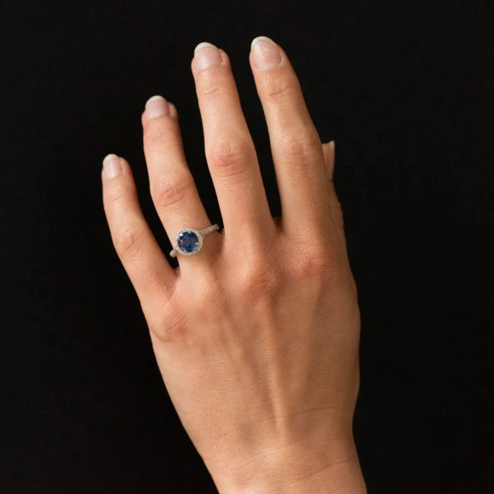 Bague saphir de ceylan et diamants