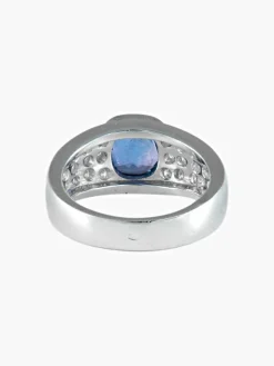 Bague saphir de Ceylan et diamants or blanc