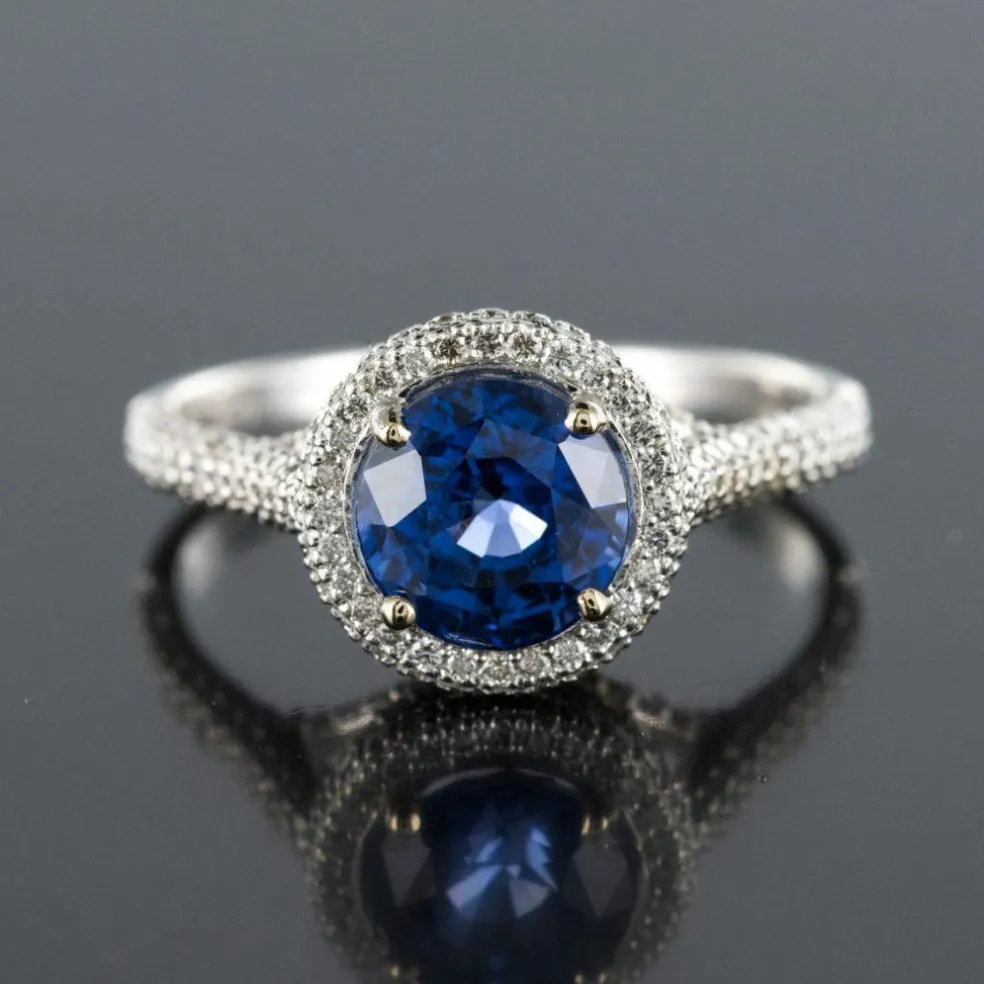 Bague saphir de ceylan et diamants