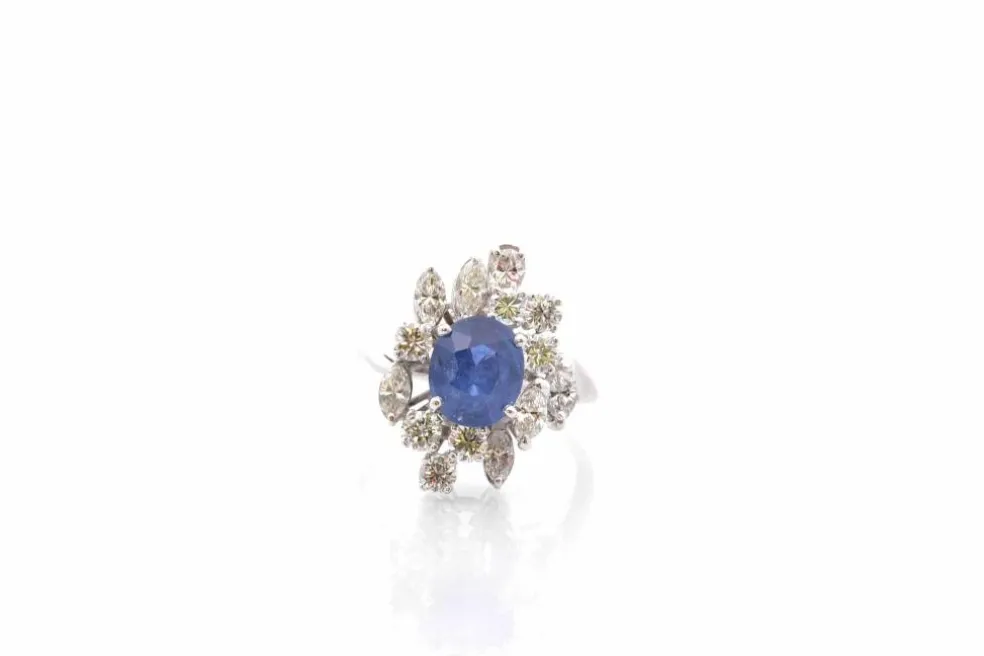 Bague saphir de 2,51cts et diamants