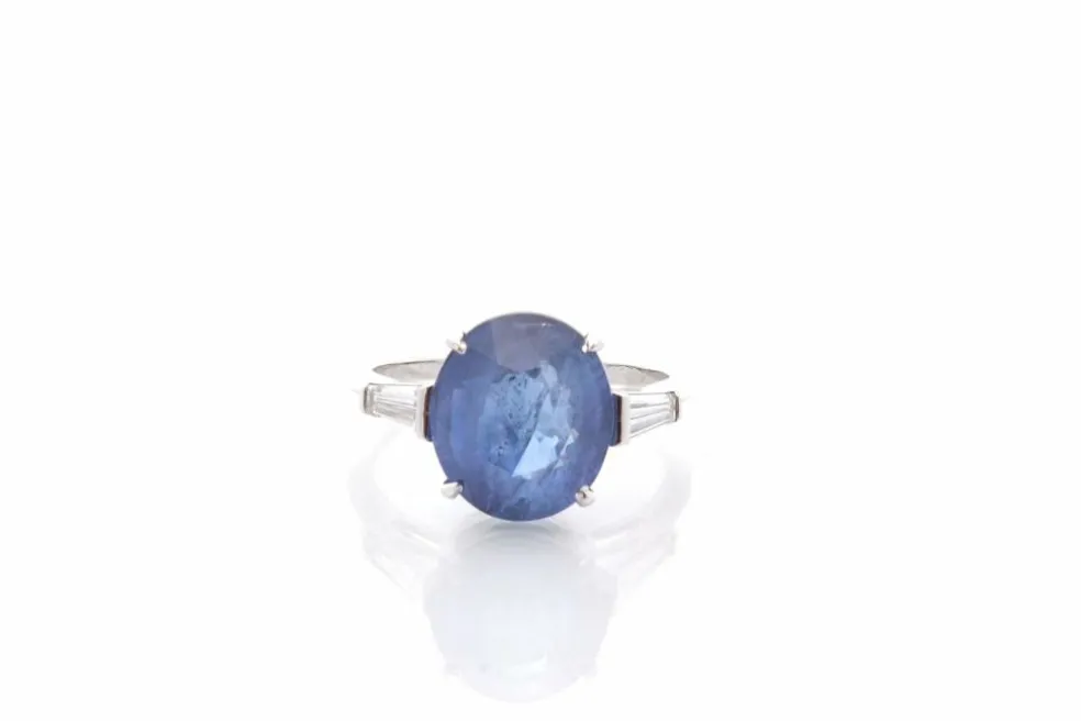 Bague saphir de 7cts et diamants