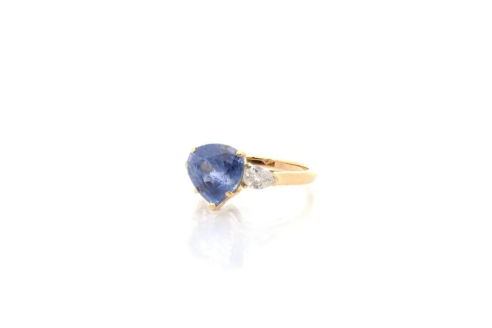 Bague saphir de 6,62cts et diamants