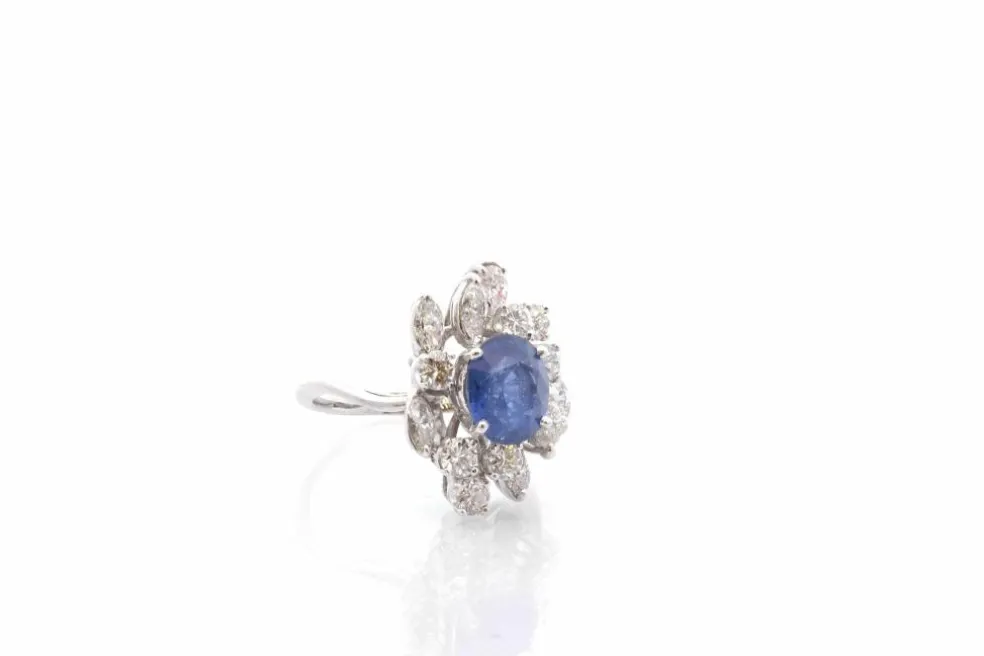Bague saphir de 2,51cts et diamants