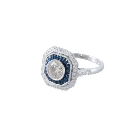 Bague saphir diamant - style Art Déco