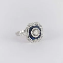 Bague saphir diamant - style Art Déco
