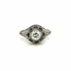 Bague Saphir Diamant Art Déco