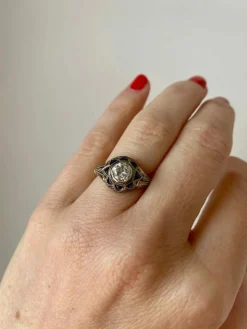 Bague Saphir Diamant Art Déco