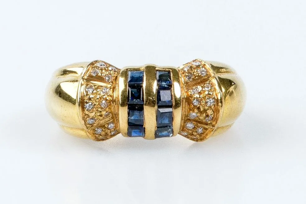 Bague saphir diamant en or massif