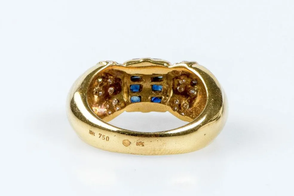 Bague saphir diamant en or massif