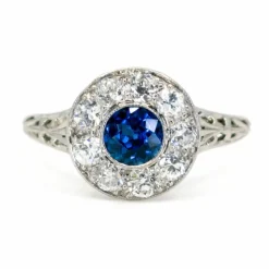 Bague Saphir, Diamant, Platine