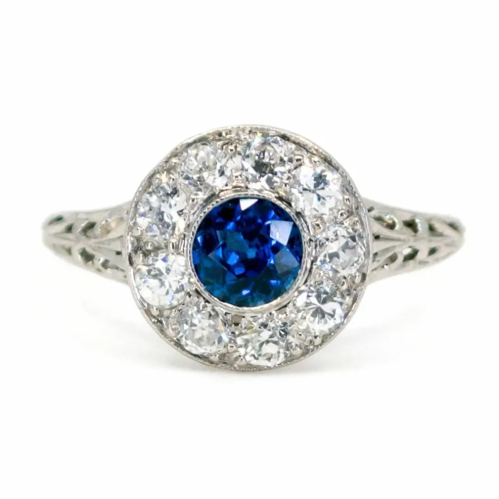 Bague Saphir, Diamant, Platine