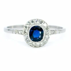 Bague Saphir, Diamant, Platine