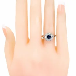 Bague Saphir, Diamant, Platine