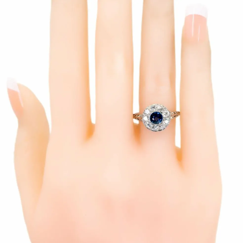Bague Saphir, Diamant, Platine