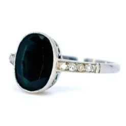 Bague Saphir, Diamant, Platine