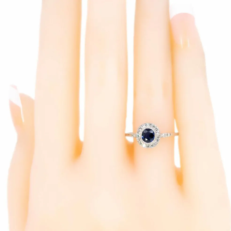 Bague Saphir, Diamant, Platine