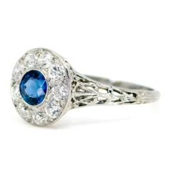 Bague Saphir, Diamant, Platine