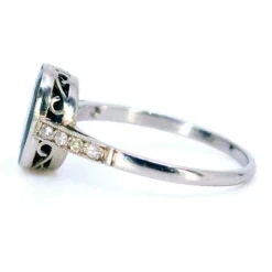 Bague Saphir, Diamant, Platine