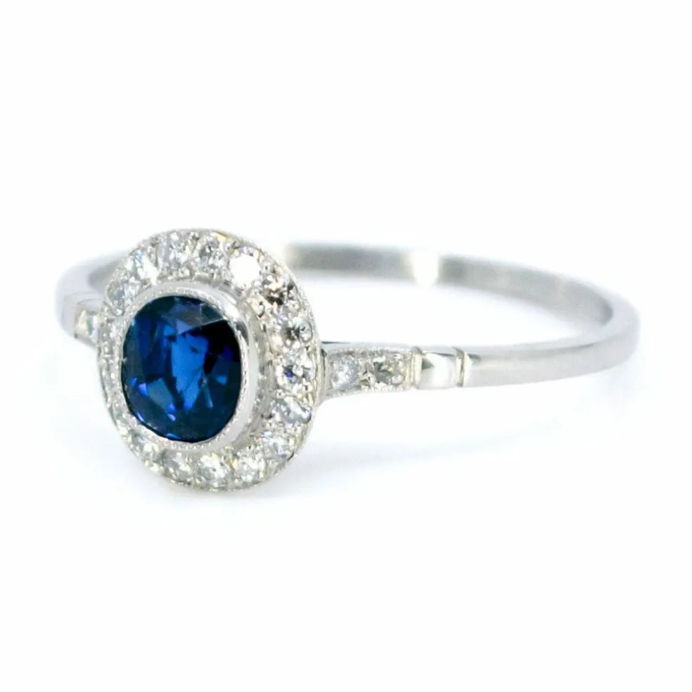 Bague Saphir, Diamant, Platine