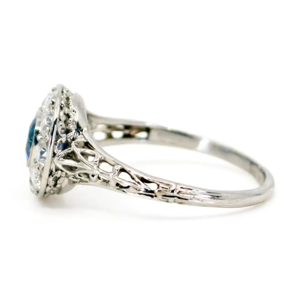 Bague Saphir, Diamant, Platine