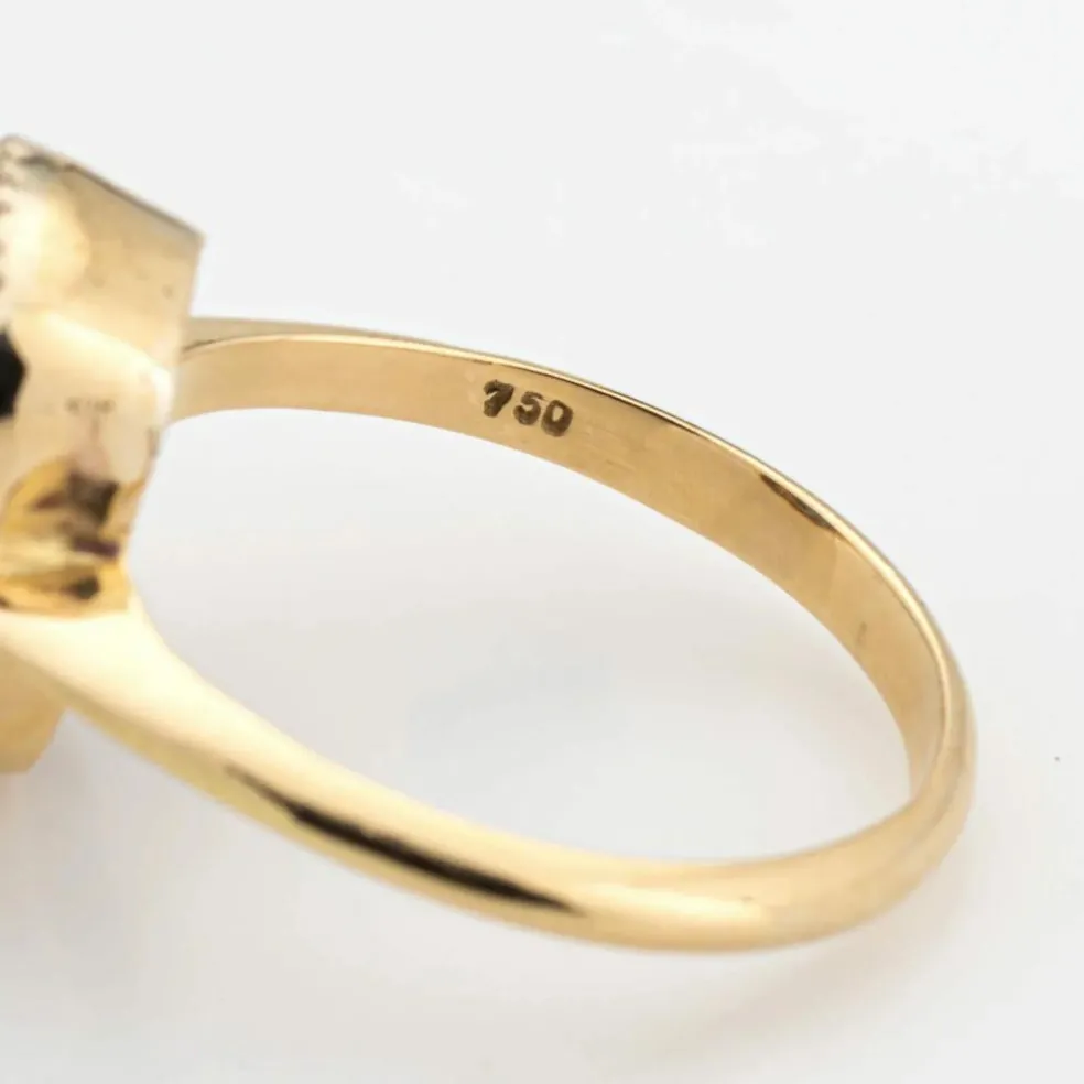 Bague Saphir Diamant Vintage Pierre Précieuse Fiançailles Or Jaune
