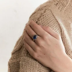 Bague Saphir Diamants baguettes