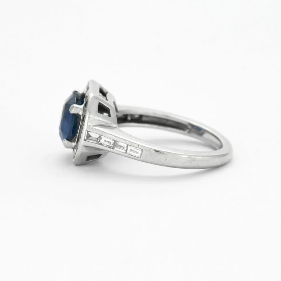 Bague Saphir Diamants baguettes