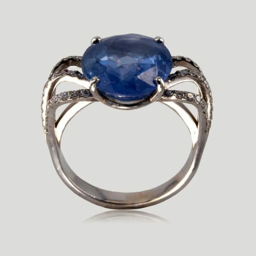 Bague saphir diamants création originale