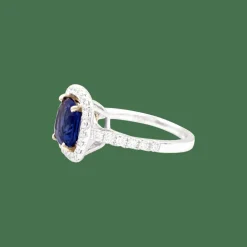 Bague saphir, diamants, deux ors.
